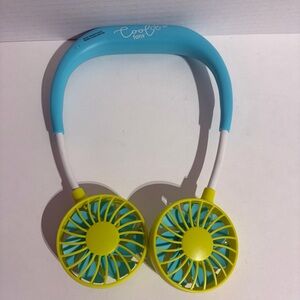 Portable USB Rechargeable Personal Neckband Cool Fans Dual Fan Hot Flash TESTED